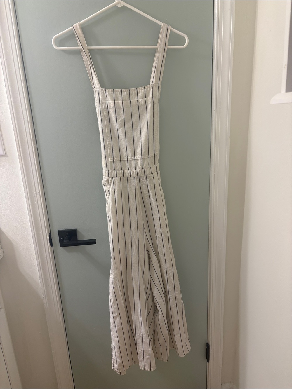 Striped Cream and Black Women One-Piece Overalls